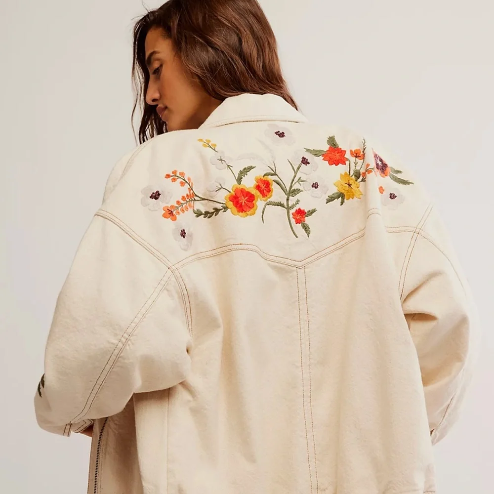 We The Free Floral Embroidered Cream Jacket - Picture 3 of 7
